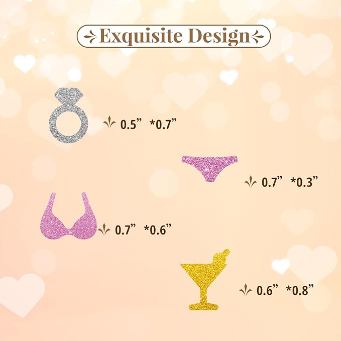120pcs Bikinis and Martinis Bachelorette Confetti, Martini Table Confetti, Silver&Pink Glitter Beach Bach Table Scatter, Summer Tropical Themed Bridal Shower Party Supplies