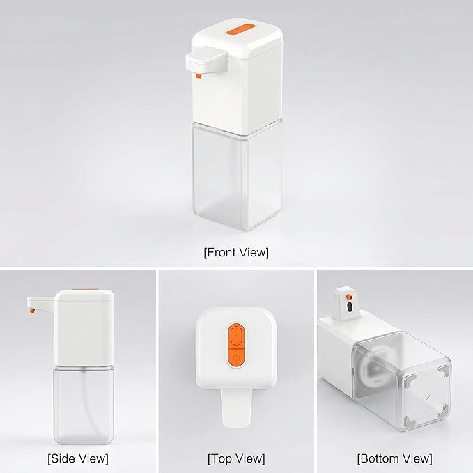 Automatic Foaming Soap Dispenser, Touchless & USB Rechargeable, 500ml/16.9oz Wall Mounted for Bathroom, Kitchen, Dish Soap (White)
