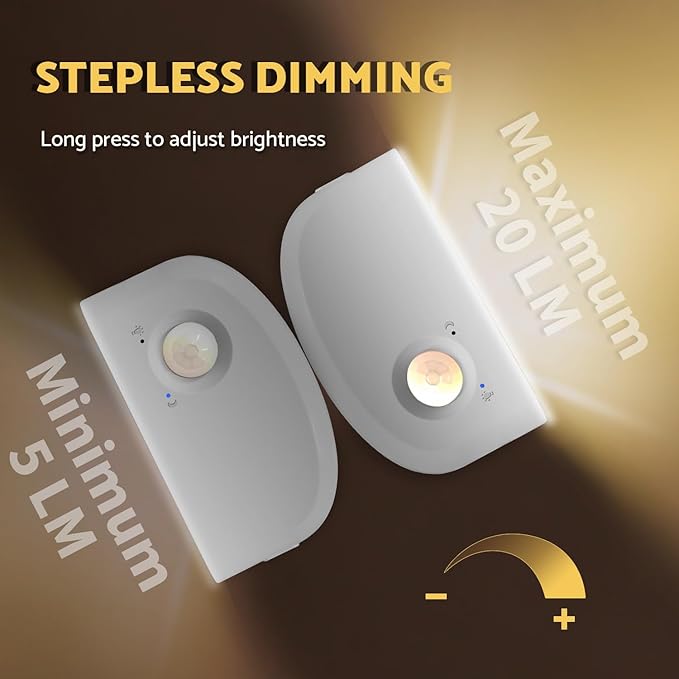 Mini Stair Lights Motion Sensor Indoor, Battery Operated Night Light, Warm White, Rechargeable Magnetic Dimmable Stick-On Wireless LED, for Stairs Hallway Bathroom Bedroom, 6 Pack by Dazzy Dot