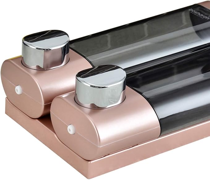 Soap Dispenser Shampoo Shower Dispenser Wall Mount 300mlx2 for Bathroom Hotel (Rose Gold)