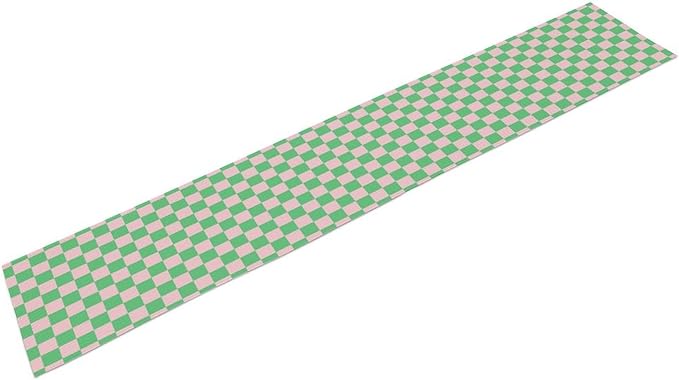 Retro Checkered Table Runner, Cute Pink Green Checkerboard Vintage Hippie Modern Aesthetic Table Runner for Party Kitchen Dining Home Outdoor Banquet 13x120in