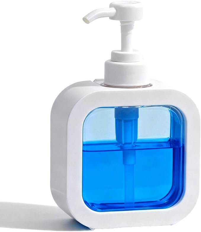 10oz Soap Dispenser, Plastic Hand Soap Dispenser for Bathroom & Kitchen, Waterproof White Clear Soap Pump Bottle, BPA Free Leak Proof Refillable Lotion Dispenser