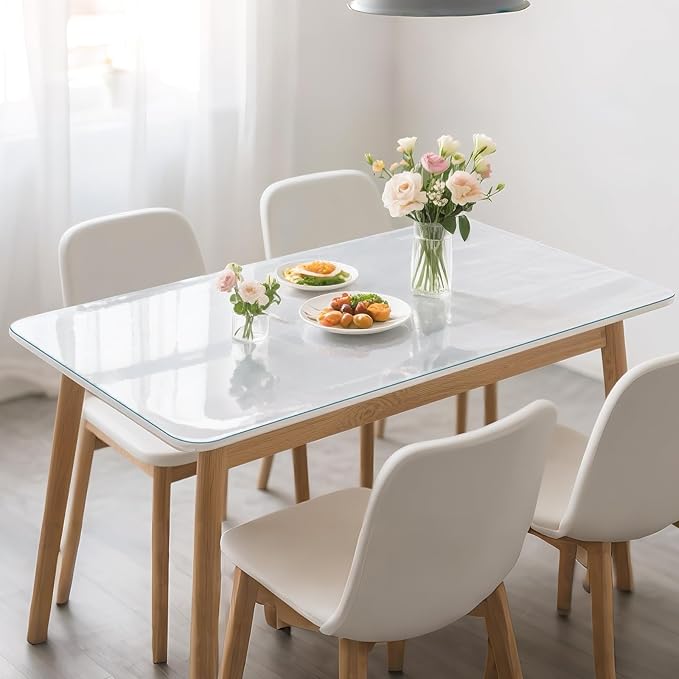 Frosted Table Protector 30 x 48 Inch, 1.4mm Thick Waterproof PVC Plastic Table Cover, Durable Table Pad for Dining Room, Kitchen, Writing Desk, and Coffee Tables