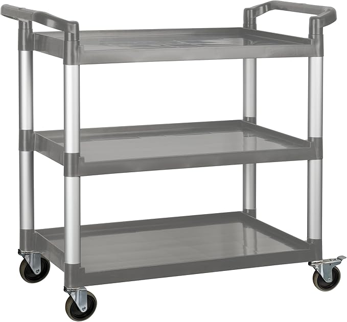 Winco Heavy-Duty Utility Cart, 3 Shelf, 400 Lb Capacity, Gray