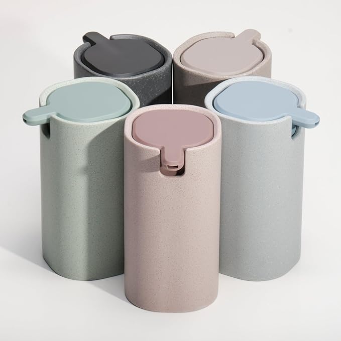 LINE+ARC Modern Easy-to-Press Soap Dispenser (Sage). No-Rust Cute Bathroom Green Marble Kitchen Sink Ergonomic Liquid Lotion Shampoo Conditioner