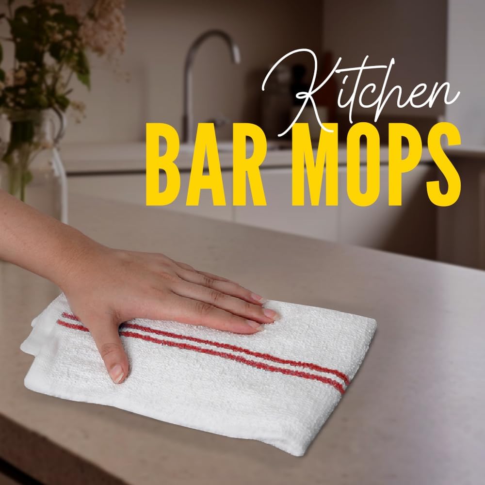 Avalon Towels Terry Bar Mop Towels (Value Pack of 36) Size 16"x19" – Absorbent and Durable, Multipurpose Cleaning Rags, Cotton Cleaning Cloths, Terry Cloth Rags, Reusable Shop Rag