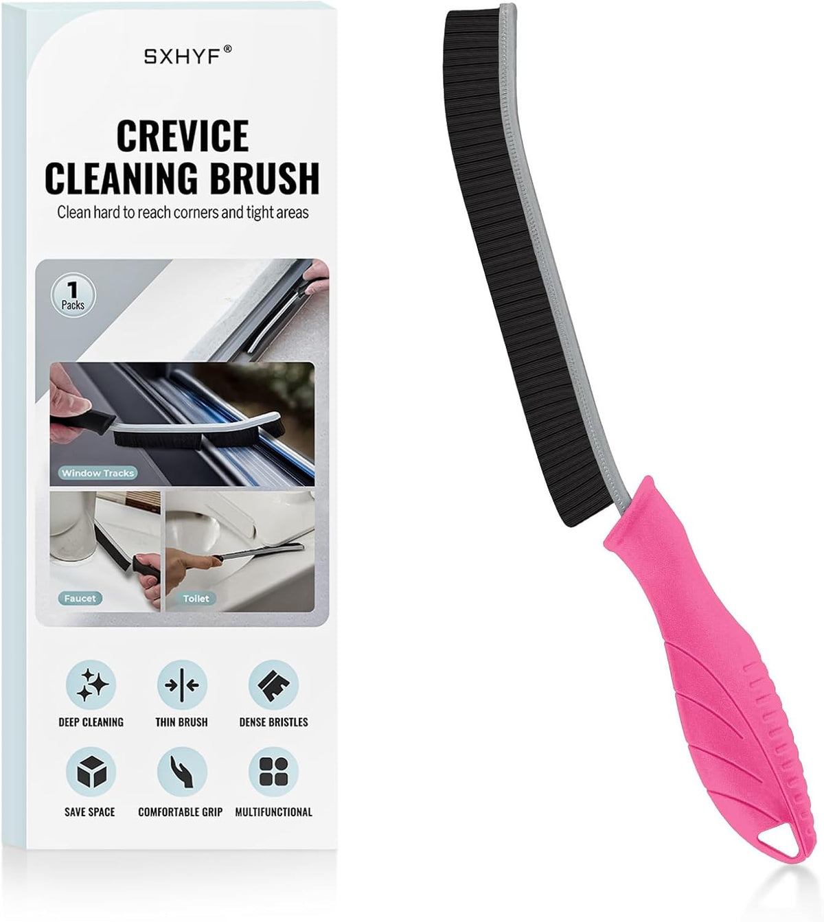 SXhyf Crevice Cleaning Brush - Grout Scrub Brush, House Cleaning Supplies, Gap Cleaning Tools, Home Essentials, Gifts for Women Men, Hard Bristle Crevice Cleaner Brush for Household Use, Bathroom