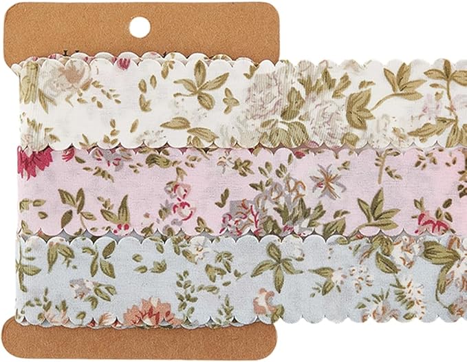 3 Rolls 6 Yards 1 Inch Floral Printed Ribbon Vintage Flower Pattern Wavy Edge Spring Summer Decorative Fabric Ribbons for Sewing Bow Wreath Bouquets Decor Gift Wrapping DIY Craft Supply