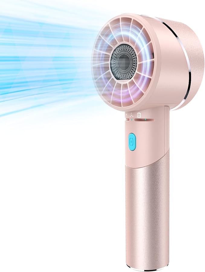 Lepwings Handheld Fan, Mini Small Portable Turbo Fan, Rechargeable with 4 High Speeds Personal Fans, Max 16H Runtime, For Travel, Office, Outdoor - Pink
