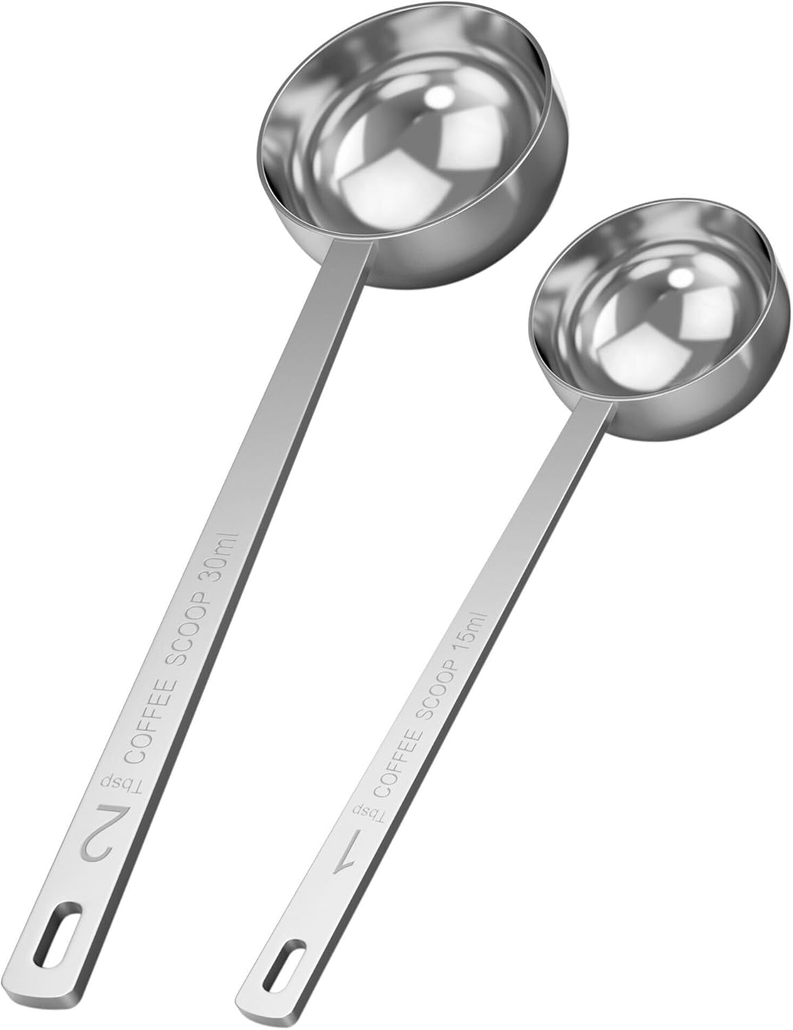 Orblue Premium Coffee Scoop Set - 1 Tbsp (15ml) & 2 Tbsp (30ml) Measuring Tablespoon