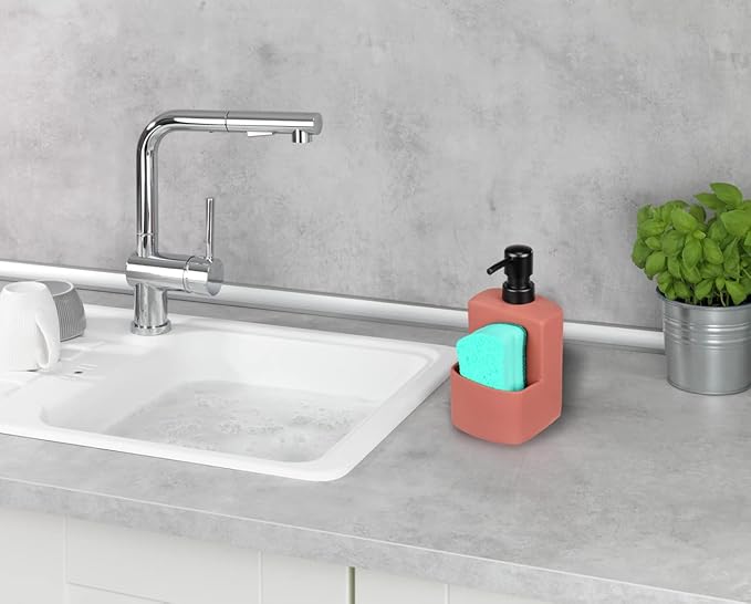 Wenko Washing Up Liquid Festival Lime Green Refillable Soap Dispenser with Easy-Grip Soft-Touch Surface 0.38 L, Ceramic ABS Plastic, red, 10 x 18 x 10 cm