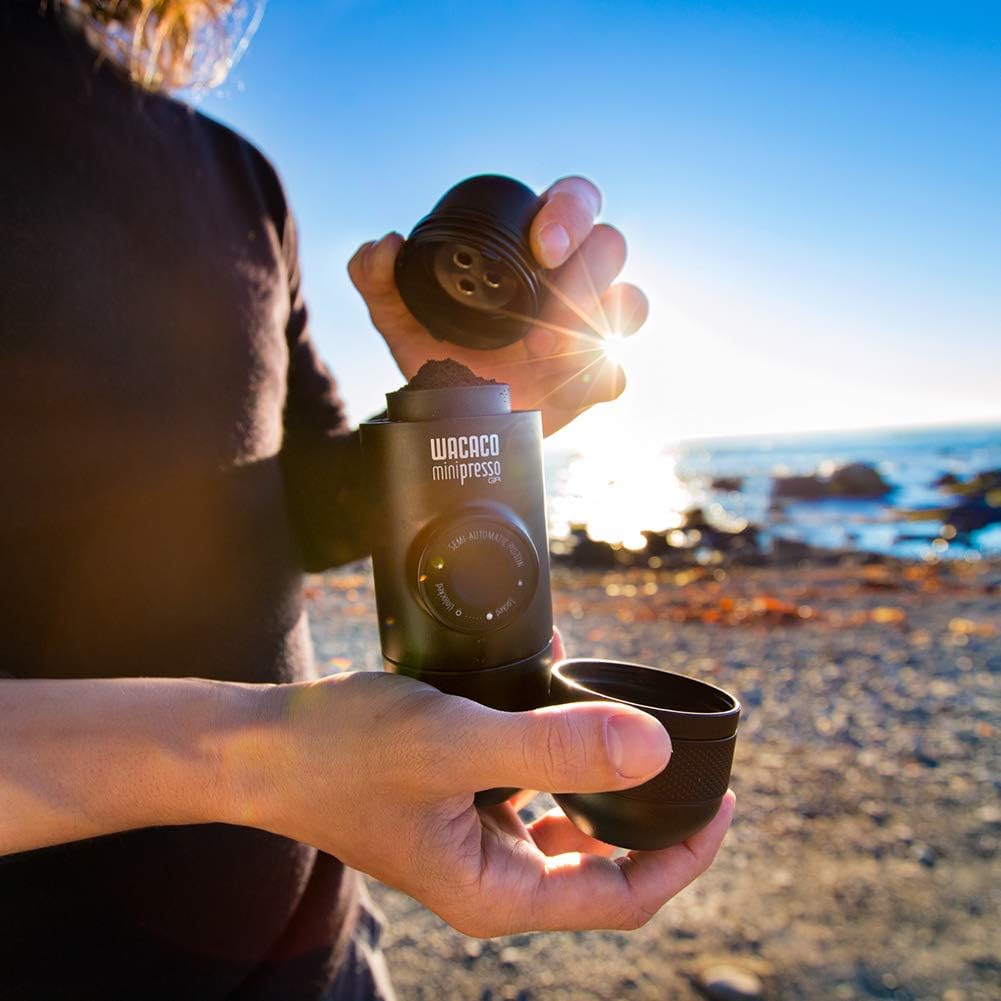 Wacaco Minipresso GR, Portable Espresso Machine, Compatible Ground Coffee, Hand Coffee Make, Travel Gadgets, Manually Operated, Perfect for Camping