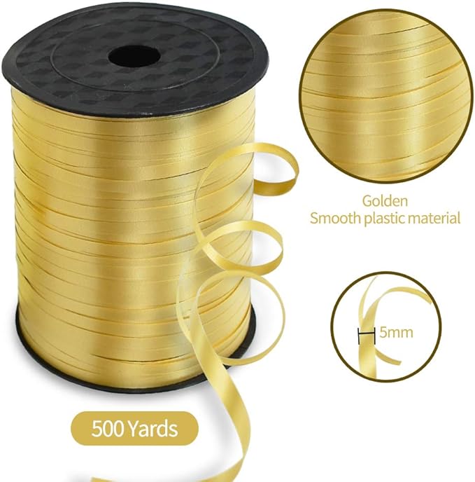 TONIFUL 500 Yards Curling Ribbon-Balloon Ribbon-Balloon String for Art&Craft Decor,Gift Wrapping,Ribbons and Bows for Graduation Christmas New Year Birthday Gifts Supplies (Gold)