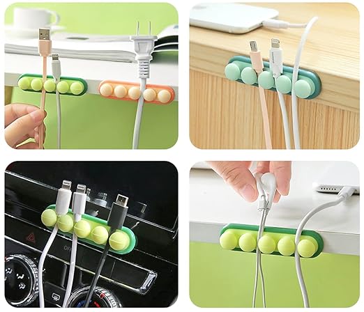 Phone Cord Holder for Desk,Cute Adhesive Cable Clips Holder,Car Home Office Cable Prganizer Accessories,5 Pack Cord Management Charger Holder Blue