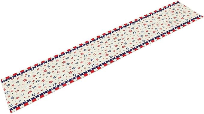 4th of July Table Runner, America Memorial Day Independence Day Stripe Stars Patriotic Table Runner for Home Kitchen Dining Indoor Holiday Farmhouse 13x120in