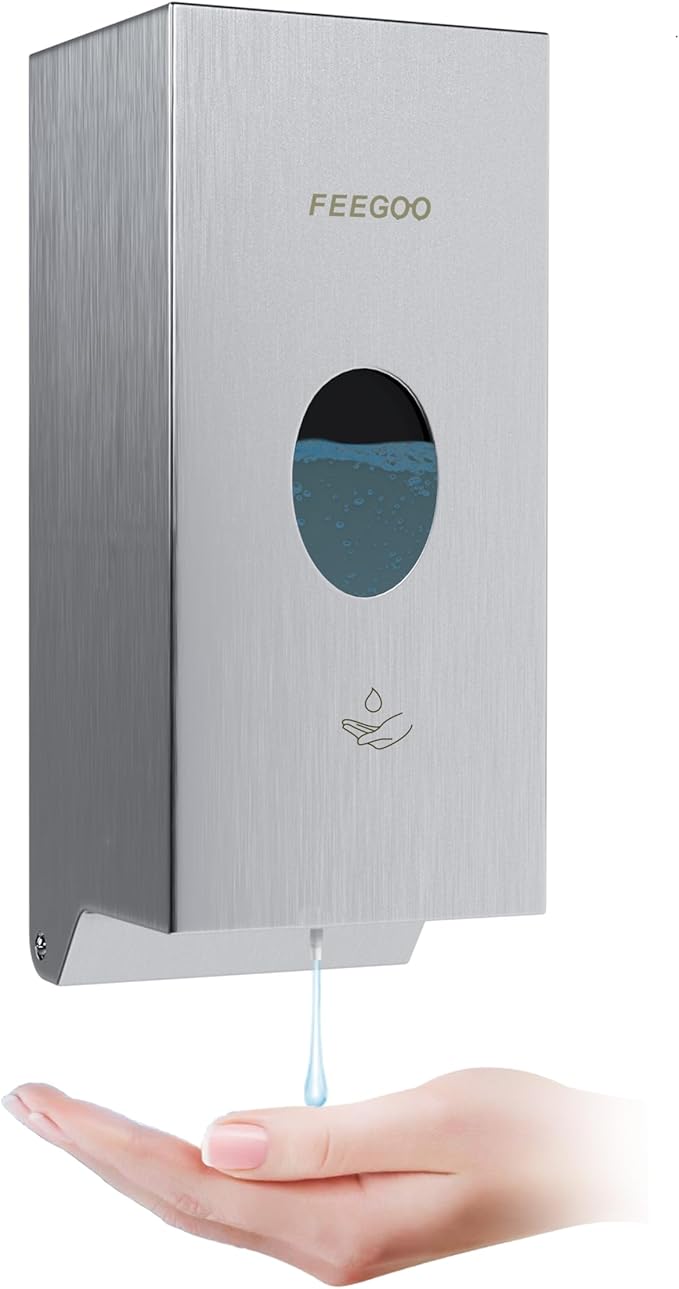 Automatic Soap Dispenser, 27 oz / 800ml Wall Mounted Touchless Liquid Soap Dispenser, 304 Stainless Steel Commercial Soap Dispenser for Bathroom, Office, Hotel