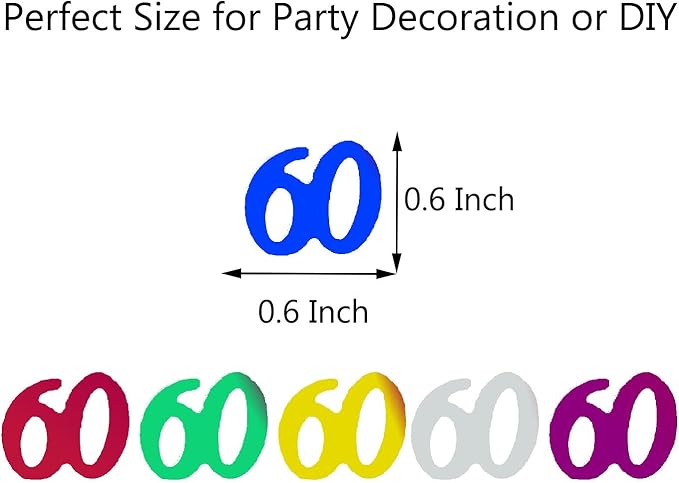 Confetti 60 Confetti 60th Birthday Decoration Scatter Party Glitter Metallic Table Decoration for Anniversary Birthday Retirement event Supplies.(60 Color)