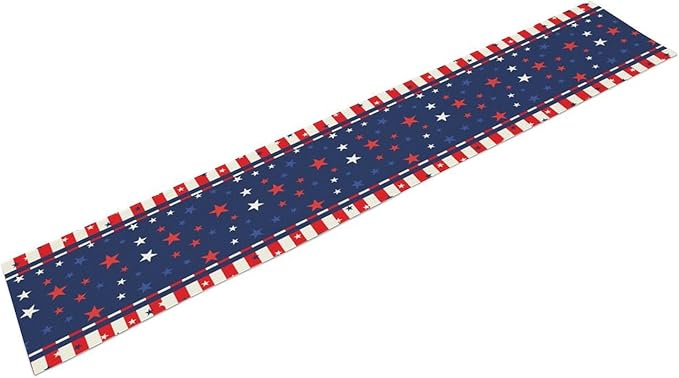 4th of July Table Runner, America Stars Stripes Patriotic Independence Memorial Day Table Runner for Kitchen Dining Home Party Holiday 13x70in