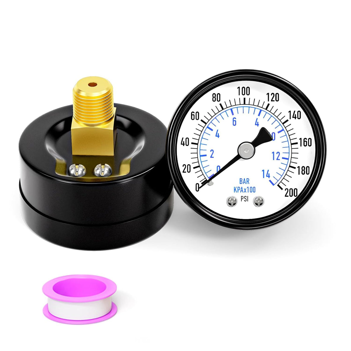 0-160psi Well Pump Pressure Gauge 1/4" NPT 2" Face Dial Size Back Mount, Multifunctional Practical Dry Pressure Gauge, for Water