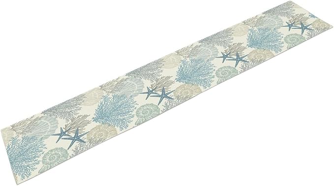 Blue Teal Coral Table Runners, Summer Beach Starfish Coastal Coffee Table Runners for Wedding Party Banquet Dining Holiday 13x90in