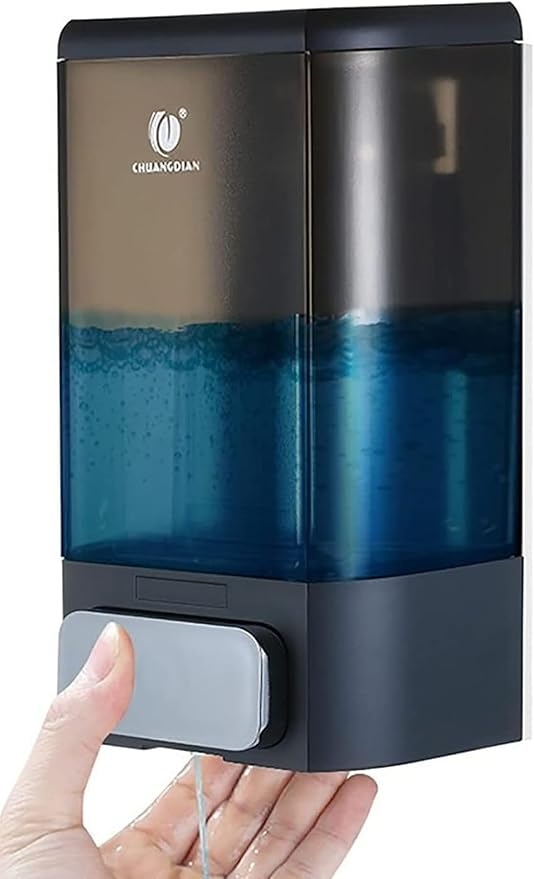 Manual Soap Dispenser Bathroom Kitchen Wall Mounted Soap Dispenser for Bathroom Shower Shampoo Gel Liquid Plastic Container 34oz/1000 ml, Dark Grey, CHUANGDIAN