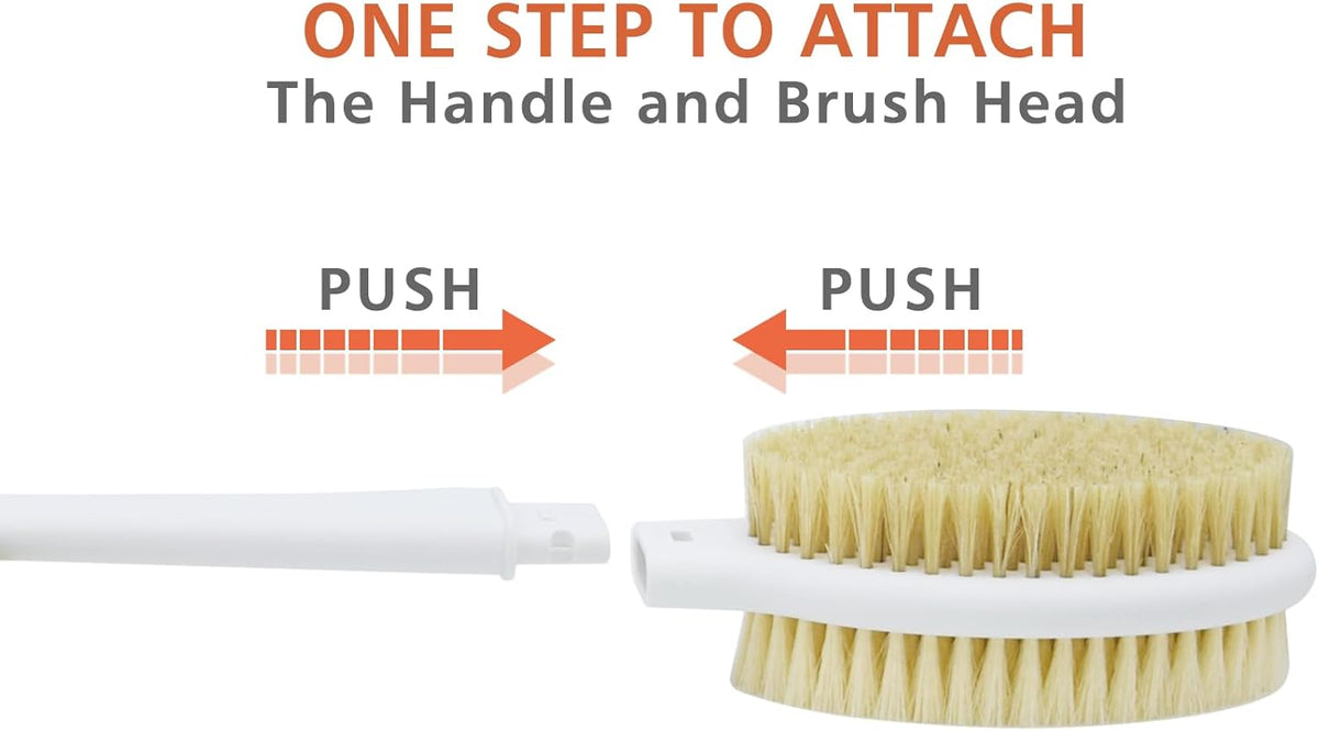 Shower Brush with Soft and Stiff Bristles,20.5" Extra Long Handle Dual-Sided Back Scrubber Bath Brush Body Exfoliator for Wet or Dry Brushing (Extra Long Handle)
