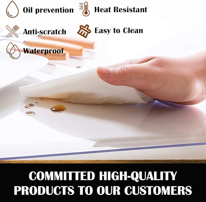 Clear Tablelcloth Plastic Dining Table Protector Desk Topper Wooden Furniture Coffee Crystal End Side Table Cloth Table Protection Countertop Cover Pad Mat Waterproof Rectangular PVC Vinyl 40x58 Inc