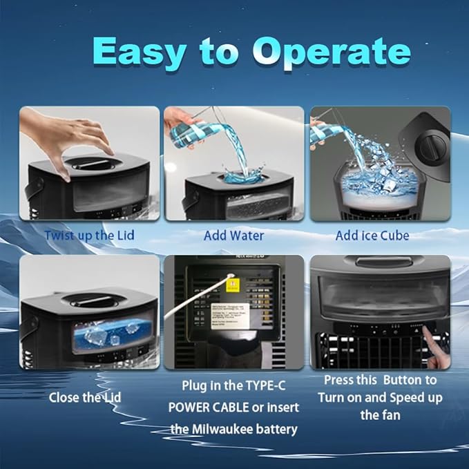 Portable Air Conditioner, 4 IN 1 Table Misting Fan 1000ML Water Tank, Personal Fan 5 Speeds & 3 Spray Modes Timing Evaporative Air Cooler, Desk Cooling Fan for Bedroom Office Living Room (Black)