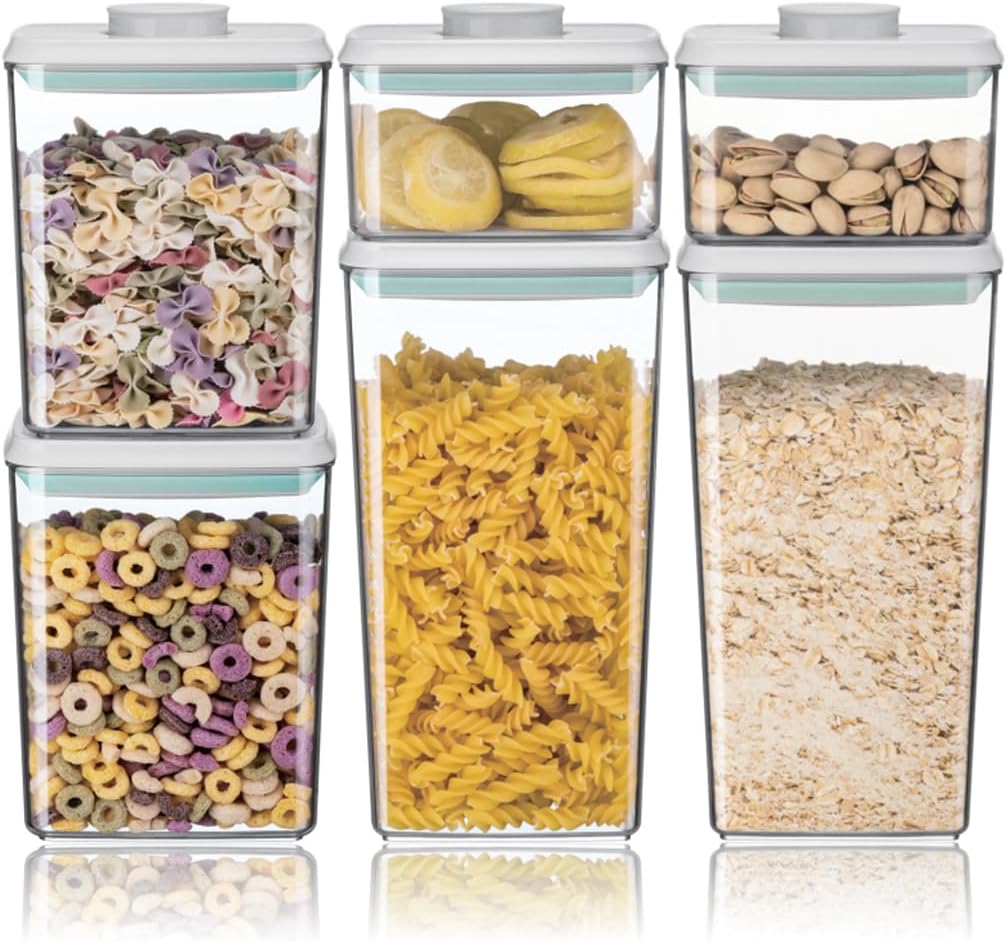 Ankou Airtight Food Storage Container Sets with Lids 6Pcs Pop Containers for Kitchen Pantry Organization BPA-Free Stackable Kitchen Storage