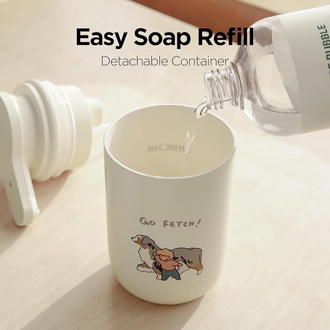 mooas Happy Buddy Artist Edition Automatic Soap Dispenser Ivory (Go Fetch!)