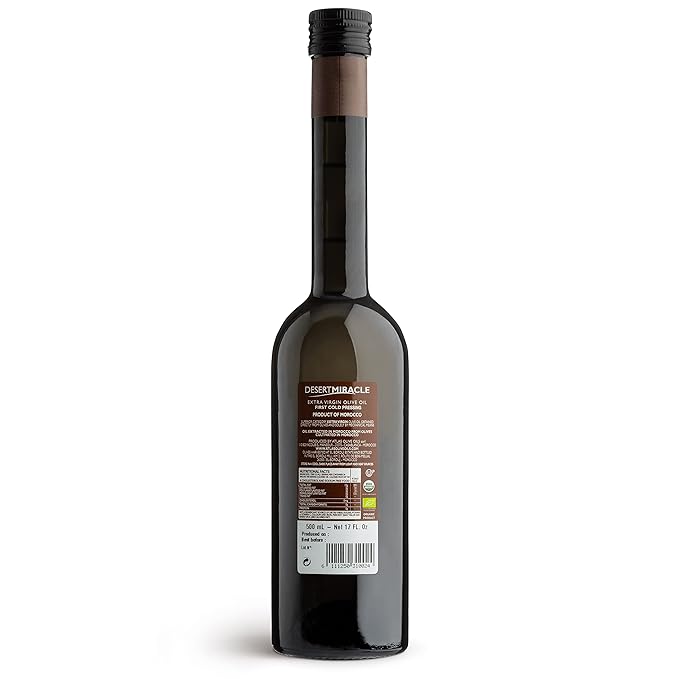 Desert Miracle Cold Pressed Polyphenol Rich Moroccan Olive Oil, Extra Virgin Olive Oil with High Polyphenols, Organic