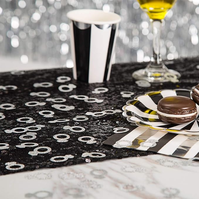 MOWO Silver Diamond Ring Confetti Table Decor and Event Decor, Silver Glitter, 200 Count