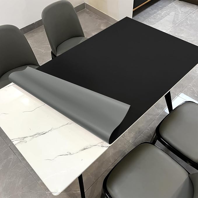 Leather Table Cover,1.8mm Thick,36x54 Inch Table Protector,Table Protector for Dining Room Table,Table Protectors for Rectangle Tables.(Black+Gray,36x54)