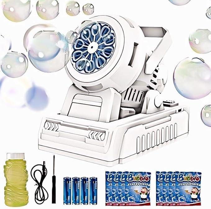 Automatic Bubble Machine 10 Holes Bubble Blower 20000+ Big Bubbles Per Minute Bubbles for Kids Portable Bubble Maker Operated by USB or Batteries for Outdoor Birthday Gifts Wedding Easter Party Favor