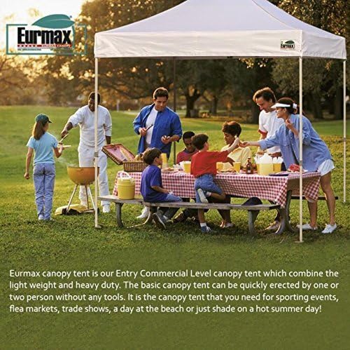 Eurmax USA 10x10ft Pop Up Canopy,Commercial Instant Tent for Outdoor Events,Patented No-Tip Rolling Storage Bag with 4 Sandbags,UV & Water Resistant,Heavy Duty Portable Shelter Gazebo,Navy Blue