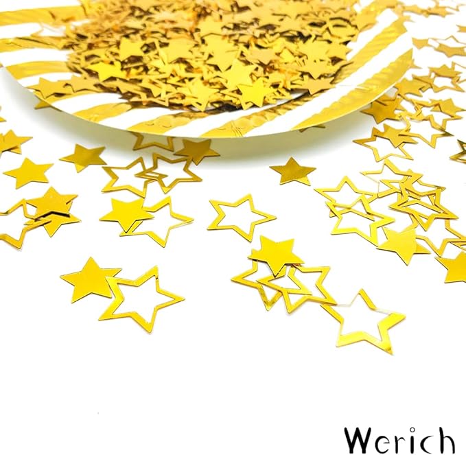 Werich Star Confetti Gold Table Confetti Birthday Baby Showe Wedding Metallic Foil Stars for Party Bridal Shower Festival Theme Party Decorations Supplies