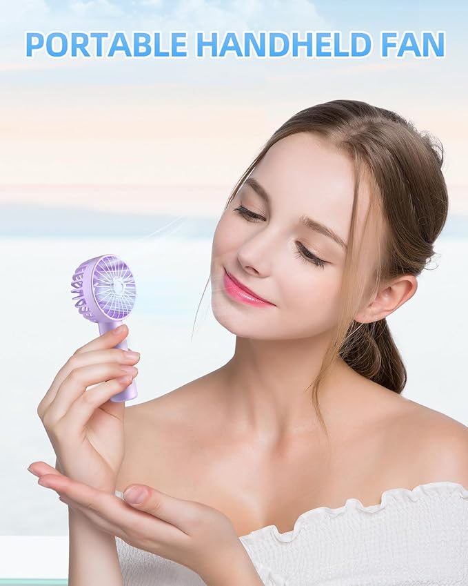 KIDEE Mini Portable Fan, Small Handheld Fan with 3 Speeds, Personal Hand Fans USB Rechargeable, Battery Operate for Outdoor Indoor Commute Office Travel