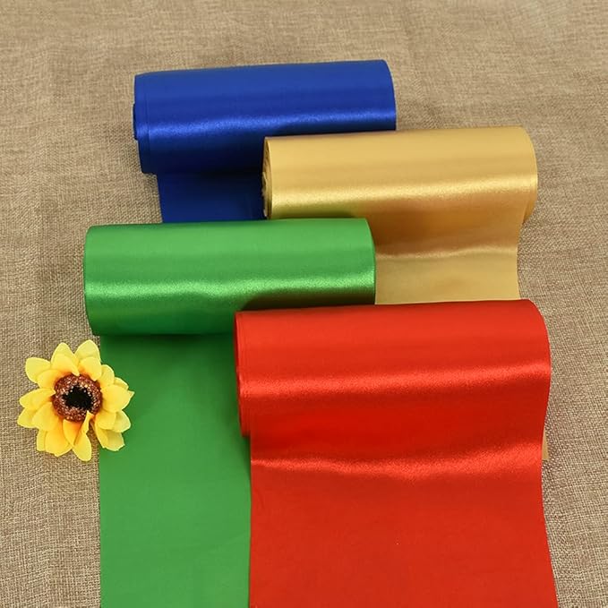 TONIFUL 6 inch x 22yd Wide Green Satin Ribbon Solid Fabric Large Ribbon for Grand Opening Cutting Ceremony Wedding Birthday Party Decoration Gift Craft Chair Sash Table Car Bows Indoor or Outdoor Yard