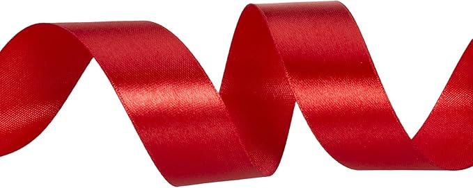 YASEO 1 Inch Red Solid Satin Ribbon, 50 Yards Craft Fabric Ribbon for Gift Wrapping Floral Bouquets Wedding Party Decoration
