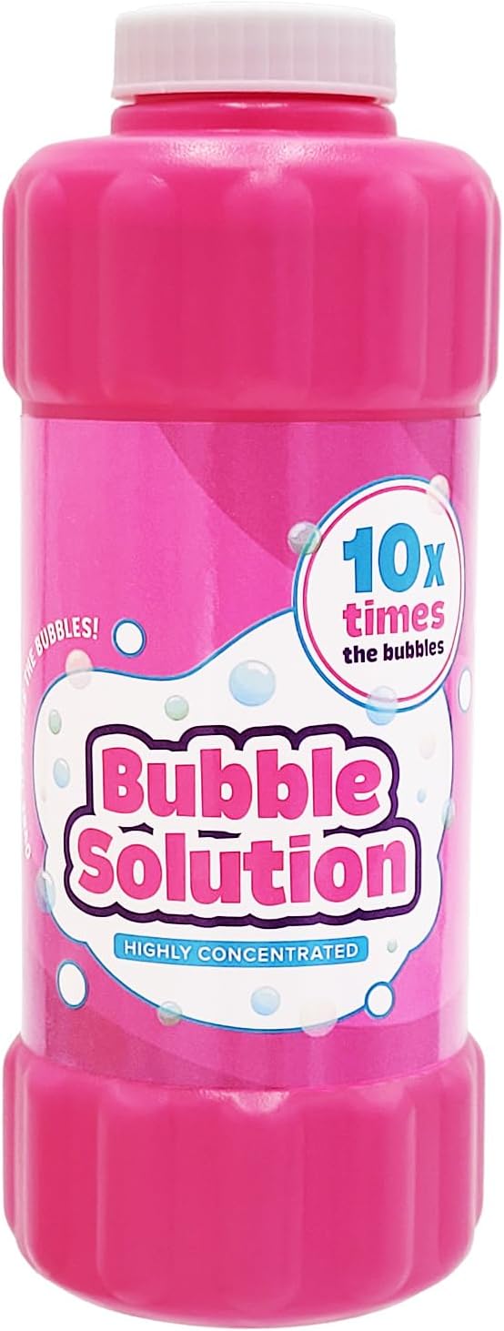 Pink 16oz Concentrated Bubble Solution, Refills up to 1.25 Gallons, Non-Toxic Concentrated Solution for Bubble Machines, Giant Bubble Wands, Bubble Gun and Blowers