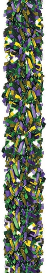 Beistle Metallic Festooning Garland Party Accessory, Mardi Gras Decorations, 4" x 15', Gold/Green/Purple