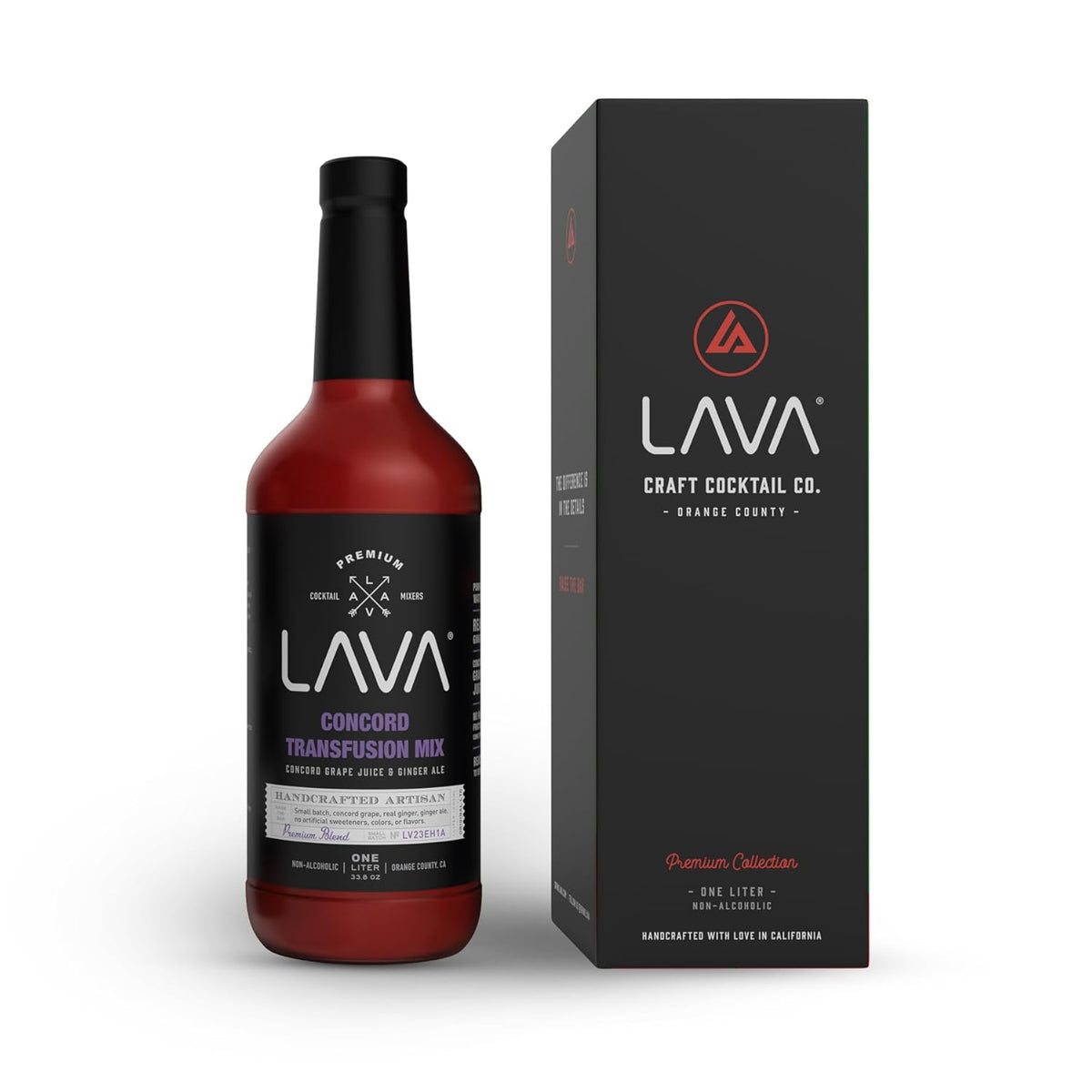 Lava Premium Concord Transfusion Mix made with concord grape juice, real ginger, ginger ale, no artificial sweeteners, 1-Liter (33.8oz) Glass Bottle