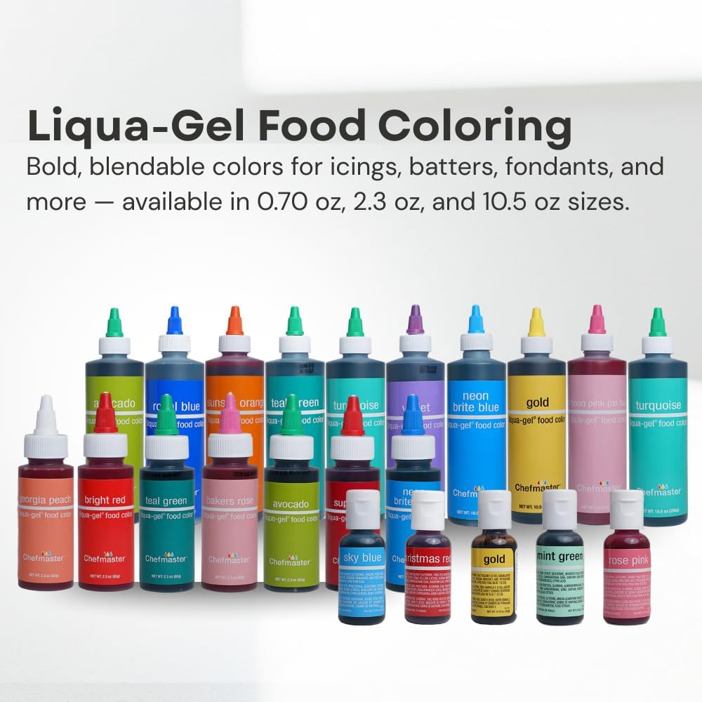 Chefmaster Sunset Orange Liqua-Gel® Food Coloring | Vibrant Color | Professional-Grade Dye for Icing, Frosting, Fondant | Baking &amp; Decorating | Fade-Resistant | Easy-to-Use | Made in USA | 2.3 oz
