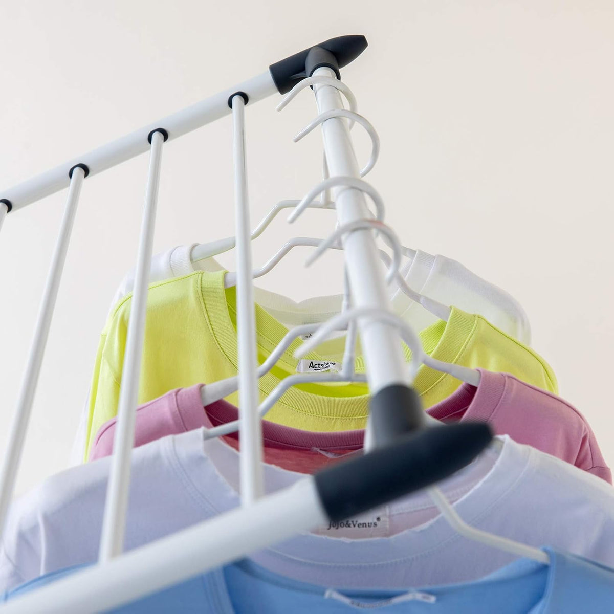 Clothes Drying Rack, Gullwing Laundry Rack Adjustable and Foldable for Easy Storage Indoor and Outdoor, White & Gray