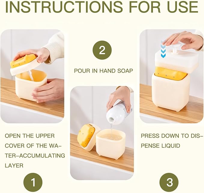 dishsoap Dispenser for Kitchen Sink, Push-Button Soap Dish,18oz / 550ml pomo para detergente de cocina，for Bathroom, Kitchen, Hotel, Office, Home and Commercial Places (Green)