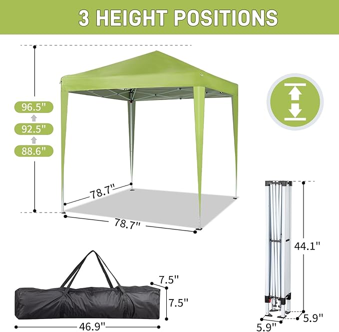 VINGLI 6.5x6.5 Pop Up Canopy Tent with Sidewalls, Outdoor Gazebo Canopy Tent, Patio Event Tents Outdoor Event Shelter for Parties (Lime Green)
