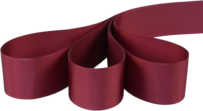 Ribbonitlux 1.5" Wide Solid Grosgrain Ribbon 25 Yards (277-Burgundy）, Set for Gift Wrapping, Party Decor, Sewing Applications, Wedding and Craft