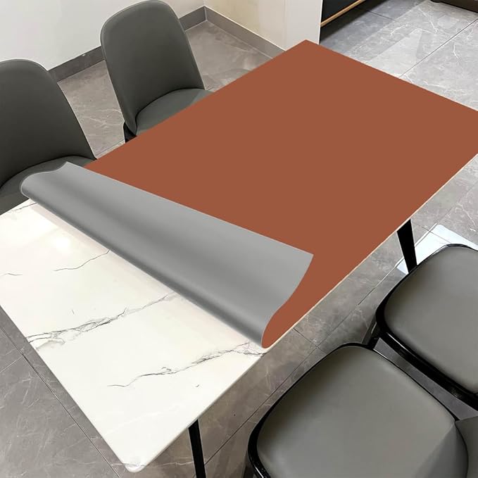 Leather Table Cover,1.8mm Thick,42x78 Inch Table Protector,Table Protector for Dining Room Table,Dining Table Cover,Table Cover Protector,Table Protector Pad(Brown+Gray,42x78)