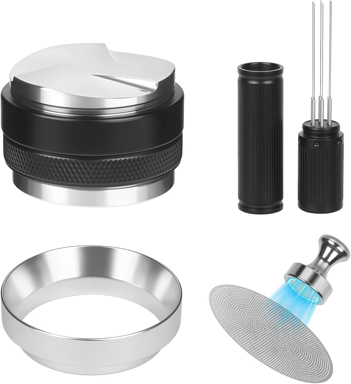 51mm Espresso Tools – Coffee Distributor and Tamper Leveler, WDT Tool, Magnetic Dosing Funnel and Puck Screen with Remover