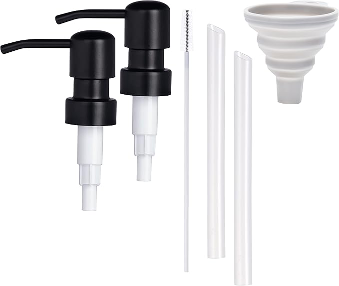 Easy Tang Durable 304 Rust Proof Stainless Steel Pump Head, Kitchen Soap Dispenser Pump Replacement for Regular Mouth Bottle (Black,2 Pack)